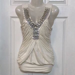 Beaded off white blouse